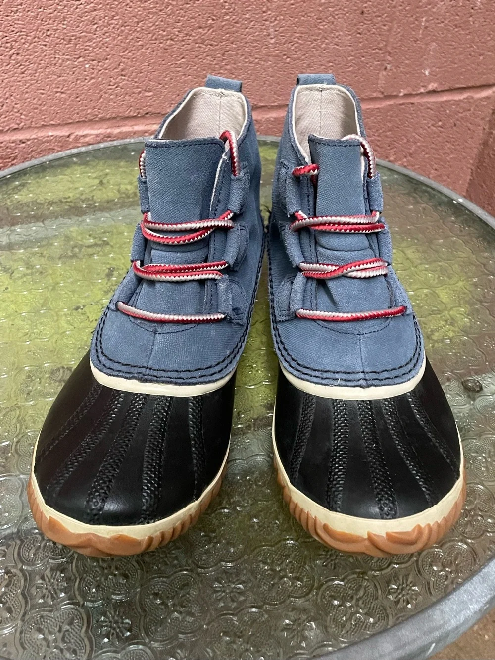 Sorel Out N About Waterproof Blue Duck Ankle Rain Boots 8.5